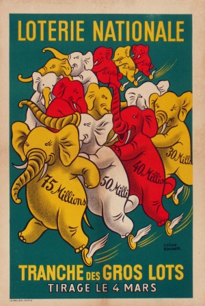 Loterie Nationale Elephants Vintage Poster